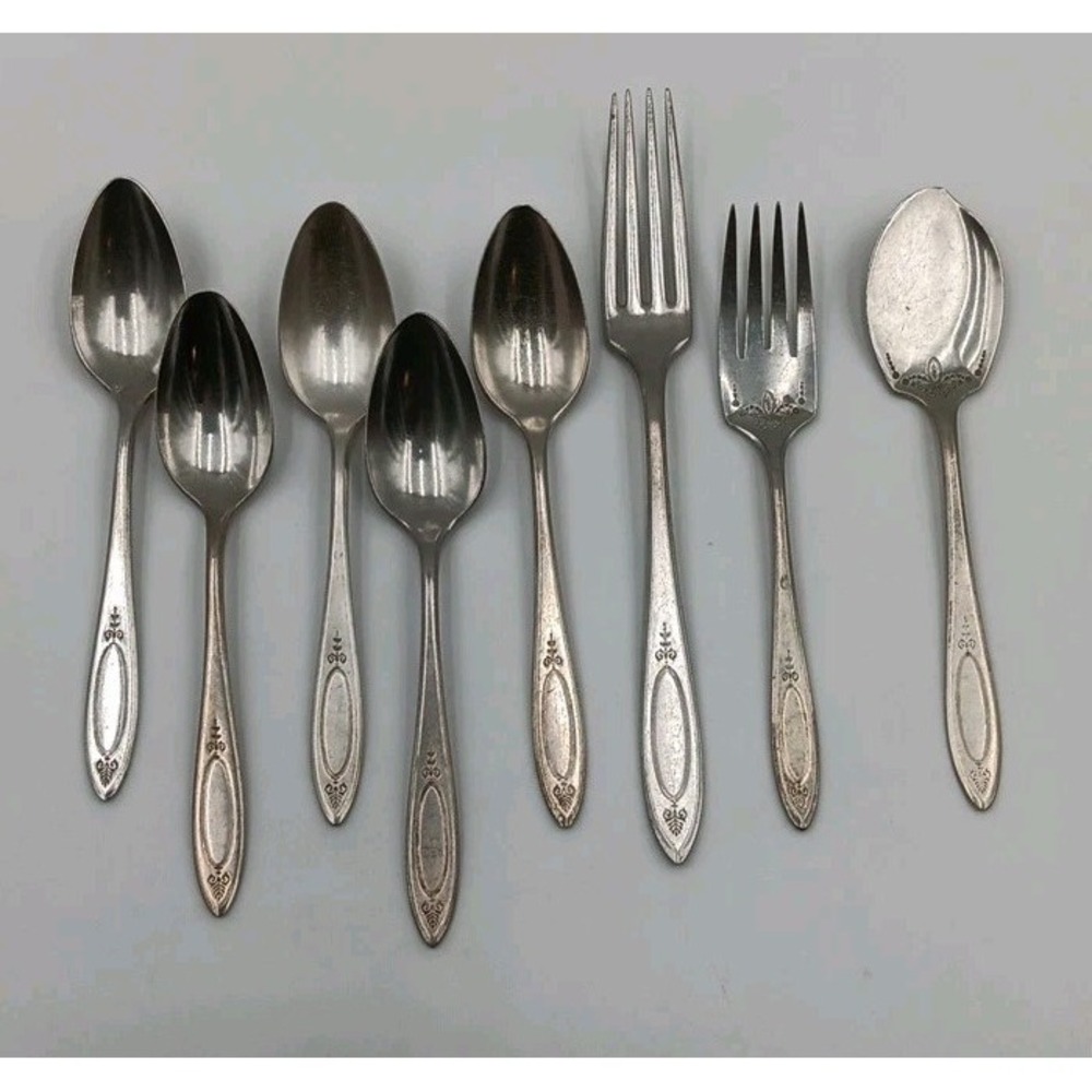 8pc VTG  Oneida Community Plate ADAM Silverware SilverPlate Flatware Silver